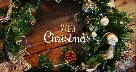Festive Christmas Wreath with Seasonal Greeting - Download Free Stock Images Pikwizard.com