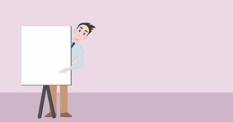 Animated Businessman Preparing Presentation on Blank Board - Download Free Stock Images Pikwizard.com