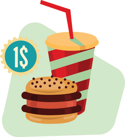 transparent vector of burger with drink and dollar icon - Download Free Stock Videos Pikwizard.com