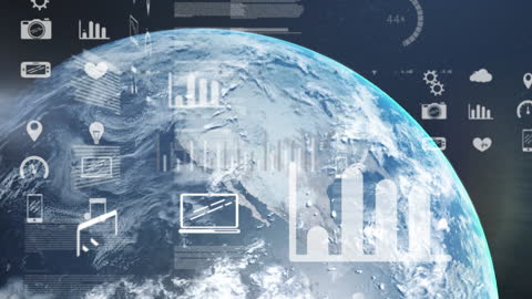 Global Connectivity with Digital Icons Overlay