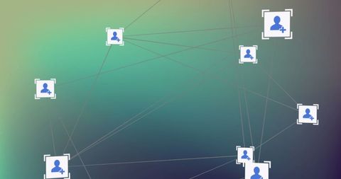 Digital Network of Connections with User Icons on Green Background