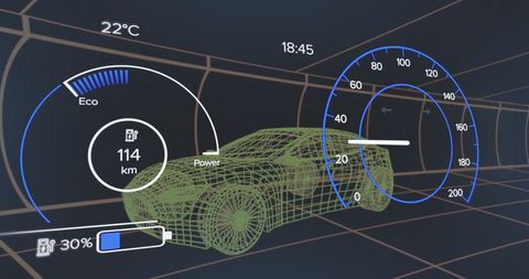 Digital Car Interface with Eco Driving Data - Download Free Stock Images Pikwizard.com