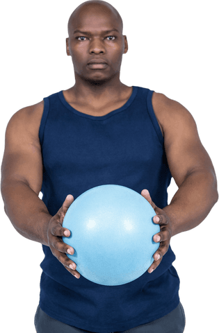 athletic man holding blue exercise ball on transparent background - Download Free Stock Videos Pikwizard.com