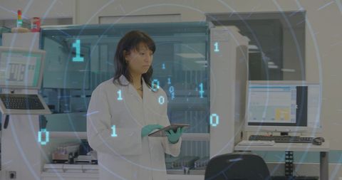 Biracial Scientist Analyzing Digital Data in Modern Lab - Download Free Stock Images Pikwizard.com
