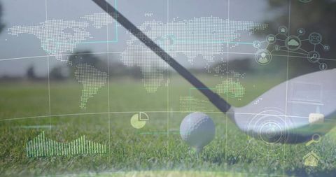 Futuristic Golf Club Precision with Data Analytics Overlay
