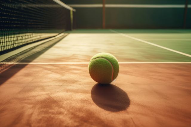 Close up of green tennis ball lying on tennis court created using generative ai technology - Download Free Stock Photos Pikwizard.com