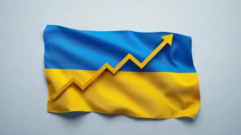 Ukrainian Flag with Ascending Arrow Representing Growth and Resilience