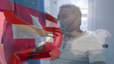 Healthcare Workers with Swiss Flag Scene Double Exposure