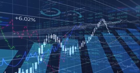 Financial Success Theme with Rising Candlestick Chart and Market Data