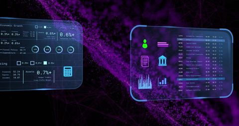 Futuristic Financial Data Interfaces Over Digital Background - Download Free Stock Images Pikwizard.com