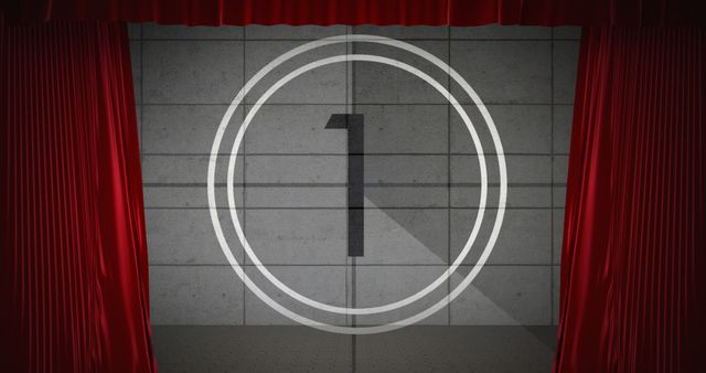 Animated Countdown in Theatre with Open Red Curtains - Download Free Stock Images Pikwizard.com