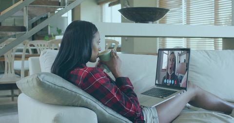 Woman Engaged in Video Call, Working from Home - Download Free Stock Images Pikwizard.com