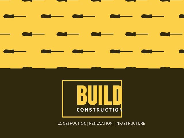 This vibrant template featuring a tool motif is perfect for construction and DIY ads. The yellow and black design creates a professional and eye-catching look ideal for businesses in the construction and renovation industry. Use this image for flyers, business cards, social media posts, and advertisements to promote your construction or DIY company.