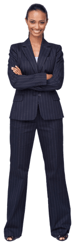Transparent Confident Businesswoman in Pinstripe Suit Smiling - Download Free Stock Videos Pikwizard.com