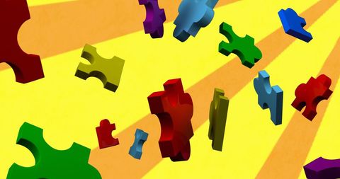 Colorful Puzzle Pieces on Bright Yellow Background - Download Free Stock Images Pikwizard.com