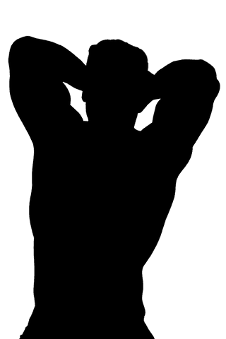 Transparent silhouette of male athlete posing in action