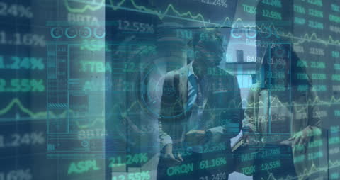 Financial Analysis Technology and Diverse Business Team Discussing Markets