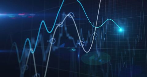 Abstract financial data charts with blue technological lines