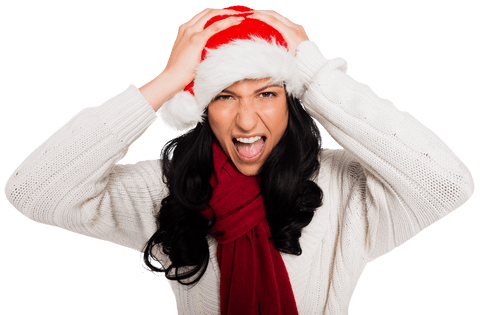 Transparent Stressed Woman in Santa Hat Displaying Frustration - Download Free Stock Videos Pikwizard.com