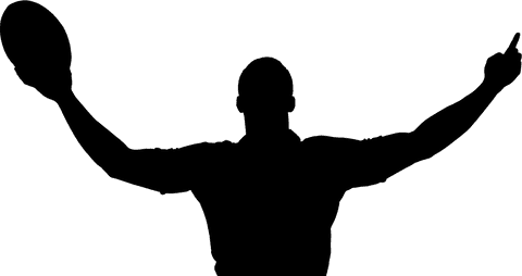 transparent silhouette of rugby player holding ball with outstretched arms - Download Free Stock Videos Pikwizard.com