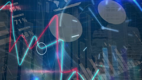 Dynamic Financial Charts on Digital Background with Neon Glow