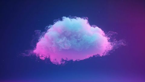Floating Neon Cloud Glowing Cyan and Magenta Surreal Cumulus Nebula Background for Tech
