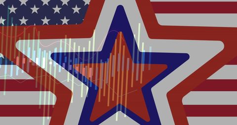 American Flag Overlay with Statistical Analysis Themes