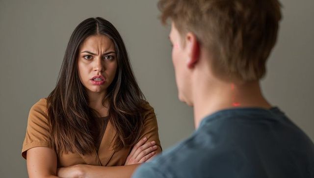Tense confrontation between woman and man in intense discussion