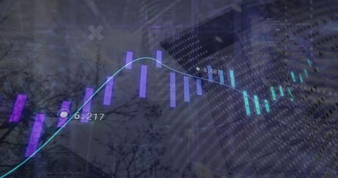 Digital Interface with Financial Data Overlays on Cityscape - Download Free Stock Images Pikwizard.com