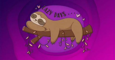 Cartoon Sloth Resting on Branch Embracing Lazy Days