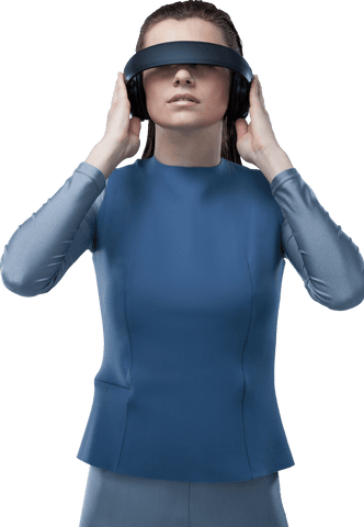 confident woman engaging with transparent virtual reality headset - Download Free Stock Videos Pikwizard.com
