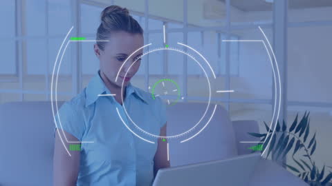 Female Doctor Analyzing Digital Data with Futuristic Interface