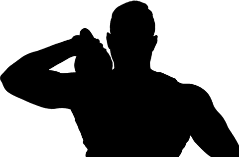 Man exercising with weights silhouette on transparent background