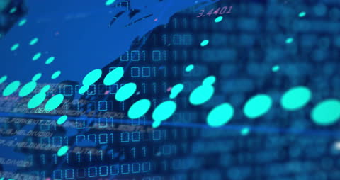 Binary Code on Digital Interface with Bright Dots