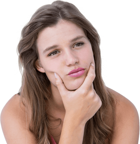 transparent image of woman thinking with hand on jaw - Download Free Stock Videos Pikwizard.com
