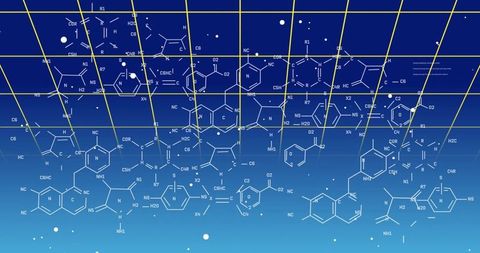 Digital molecular structures in futuristic science interface