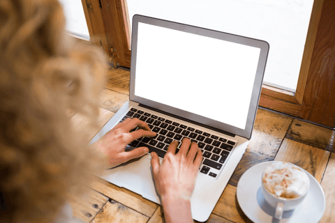 Woman Typing on Laptop at Cafe Enjoying Coffee Transparent - Download Free Stock Videos Pikwizard.com