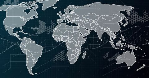 World Map with DNA Strand Over Digital Background - Download Free Stock Images Pikwizard.com