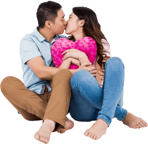Romantic Young Couple Kissing with Pink Heart in Transparent Background - Download Free Stock Videos Pikwizard.com