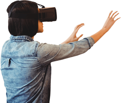 Caucasian Woman Using VR Headset on Transparent Background - Download Free Stock Videos Pikwizard.com