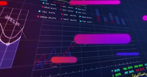 Digital Interface with Financial Data and Graphs on Black Background - Download Free Stock Images Pikwizard.com