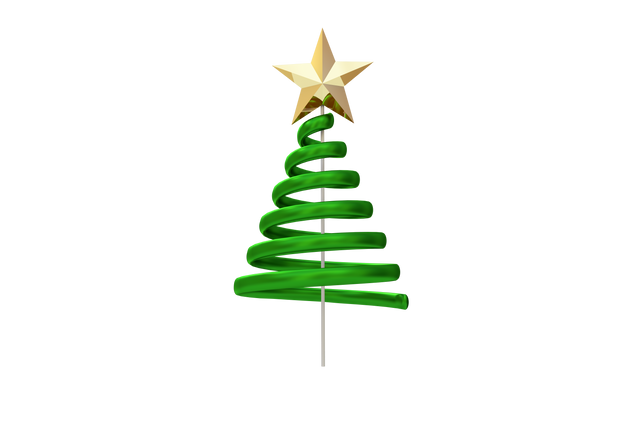 Transparent Simple Green Spiral Christmas Tree With Golden Star - Download Free Stock Videos Pikwizard.com