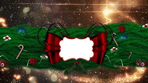 Festive Holiday Design with Glowing Sparkles and Red Ribbon
