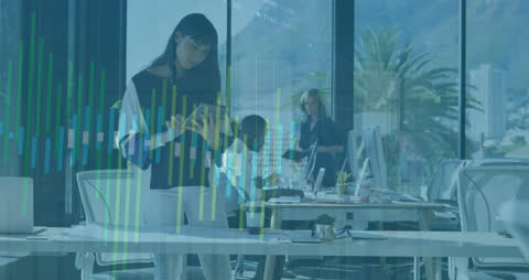 Data Analytics and Modern Businesswoman in Office Environment