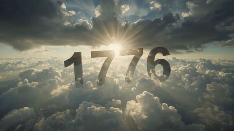 1776 In Cloudy Sky with Sunlight and Dramatic Clouds