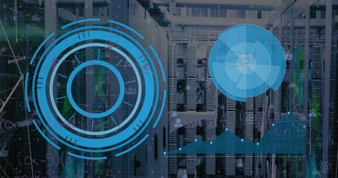 Digital Interface with Mathematical Graphs in Data Center - Download Free Stock Images Pikwizard.com