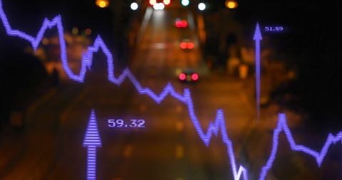 Dynamic Graph Data Overlay on City Street Night Scene - Download Free Stock Images Pikwizard.com