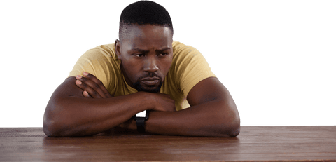 Transparent Face Palming Man Leaning on Desk Looking Sad - Download Free Stock Videos Pikwizard.com