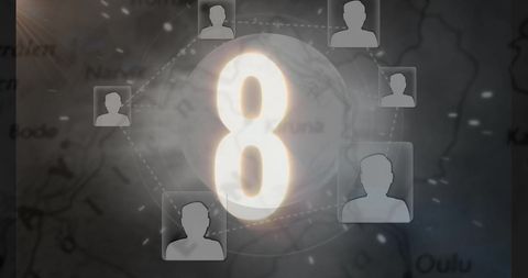 glowing number eight on digital global network interface - Download Free Stock Images Pikwizard.com