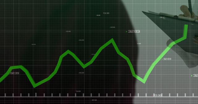 Green Line Graph Displaying Increasing Trends on Digital Grid Background - Download Free Stock Images Pikwizard.com